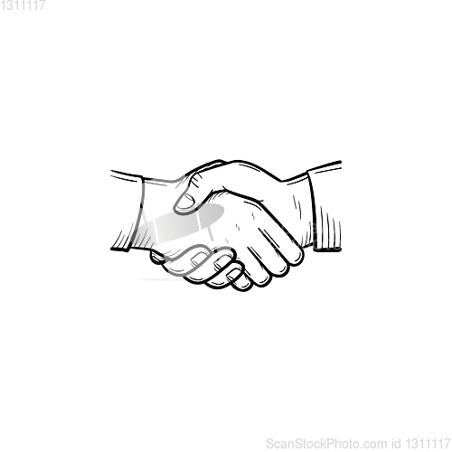 Image of Handshake hand drawn sketch icon.