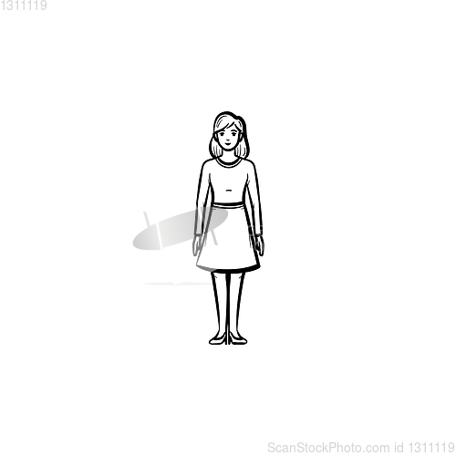 Image of Woman person hand drawn sketch icon.