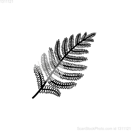 Image of Fern leaf hand drawn sketch icon.