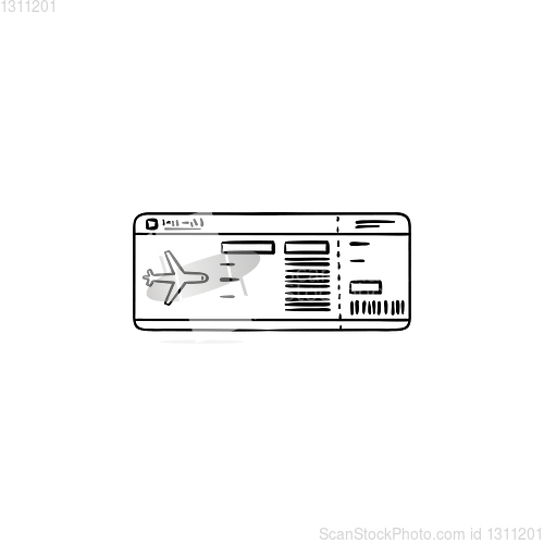 Image of Airplane ticket hand drawn outline doodle icon.