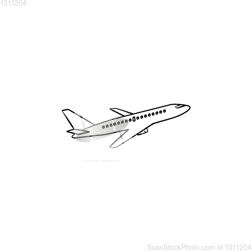 Image of Flying plane hand drawn outline doodle icon.