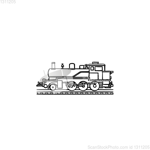 Image of Locomotive hand drawn outline doodle icon.
