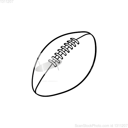 Image of Rugby ball hand drawn outline doodle icon.