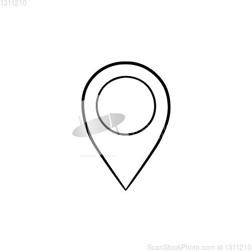 Image of Location pin hand drawn outline doodle icon.