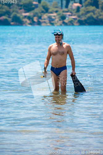 Image of fisherman preparing for underwater fishing