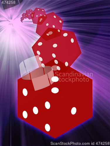 Image of Rolling red dice illustration