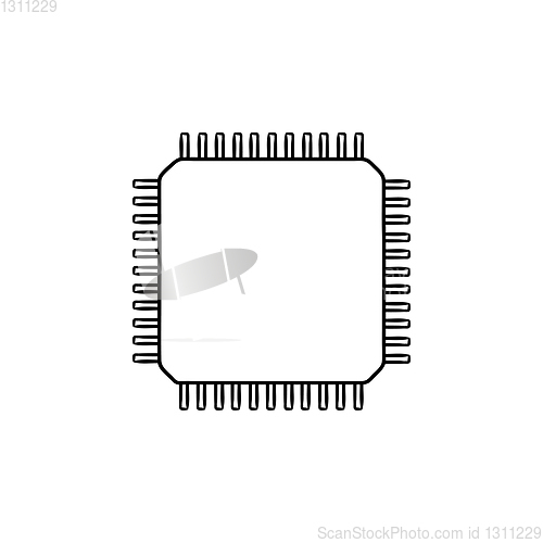 Image of Computer chip hand drawn outline doodle icon.