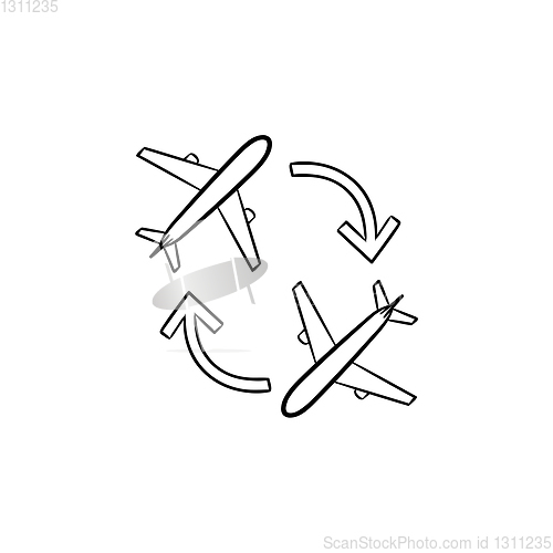 Image of Round trip hand drawn outline doodle icon.