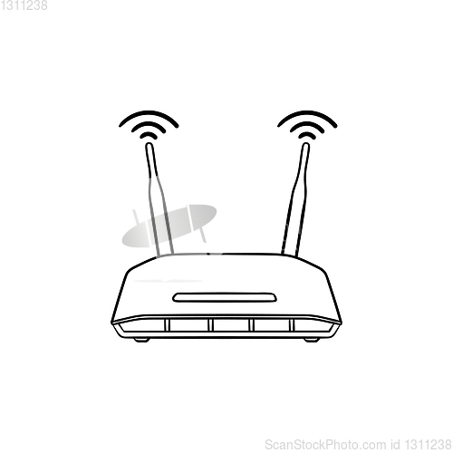 Image of Wifi router hand drawn outline doodle icon.