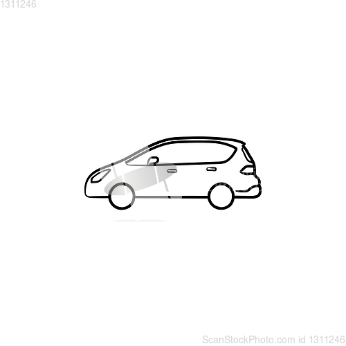 Image of Car side view hand drawn outline doodle icon.