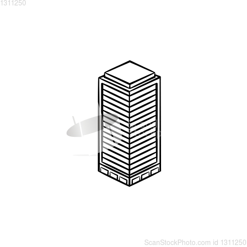 Image of Office building hand drawn outline doodle icon.