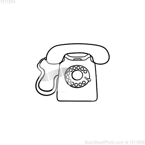 Image of Vintage telephone hand drawn outline doodle icon.