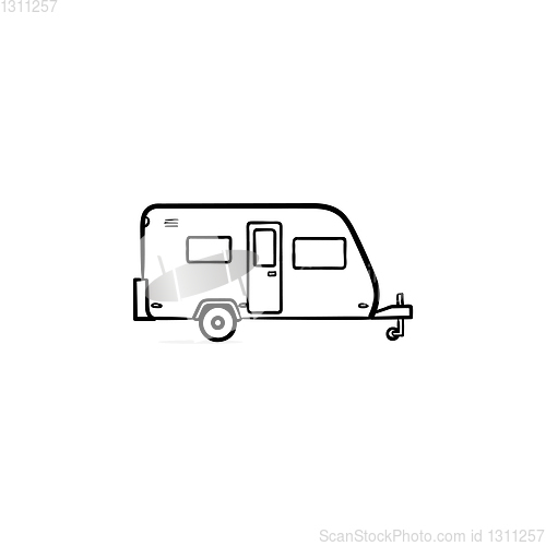 Image of Camper hand drawn outline doodle icon.