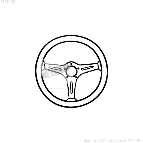 Image of Steering wheel hand drawn outline doodle icon.