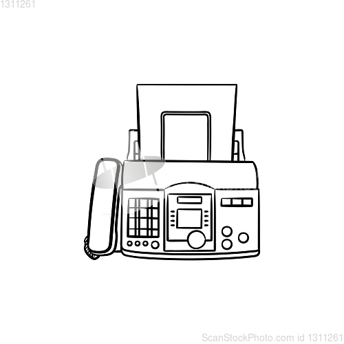 Image of Fax machine hand drawn outline doodle icon.