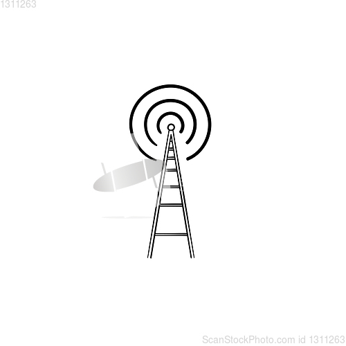 Image of Radio tower hand drawn outline doodle icon.