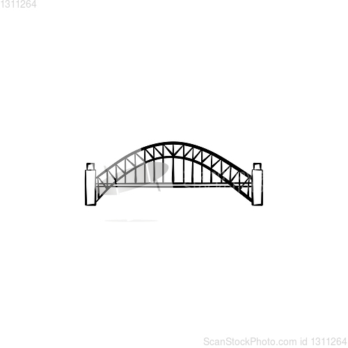 Image of Bridge hand drawn outline doodle icon.