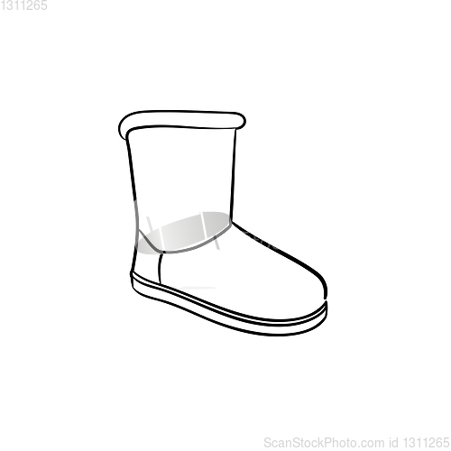 Image of Soft boot hand drawn outline doodle icon.