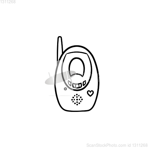 Image of Radio baby monitor hand drawn outline doodle icon.