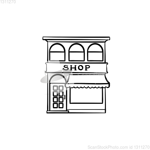 Image of Shopping store hand drawn outline doodle icon.