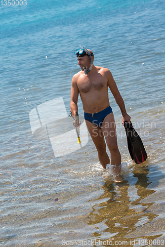 Image of fisherman preparing for underwater fishing