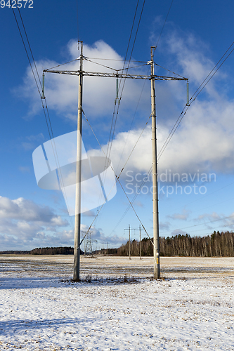 Image of electric poles, winter