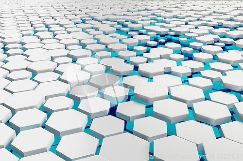 Image of white and turquoise hexagon background