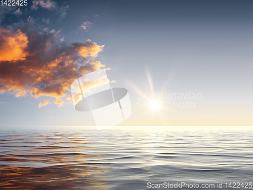 Image of sunset sky at the ocean background