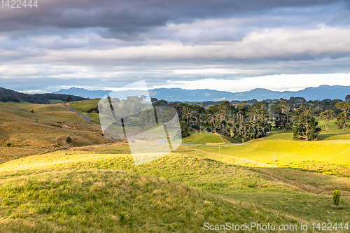 Image of sunset landscape New Zealand north island