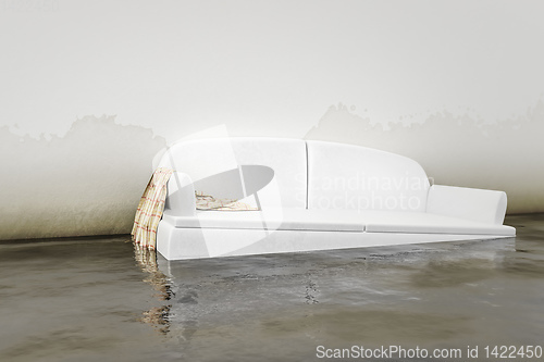 Image of water damage white sofa