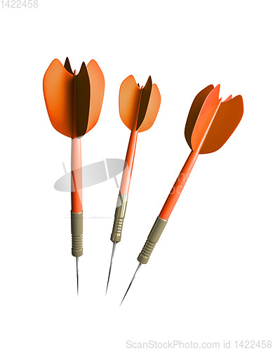 Image of three orange typical darts arrows