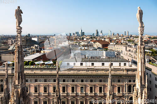 Image of aerial view over Milan Italy