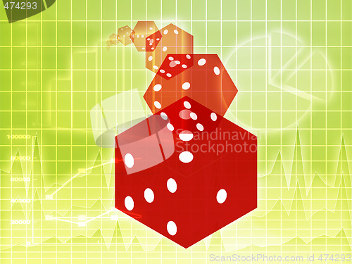 Image of Rolling red dice illustration