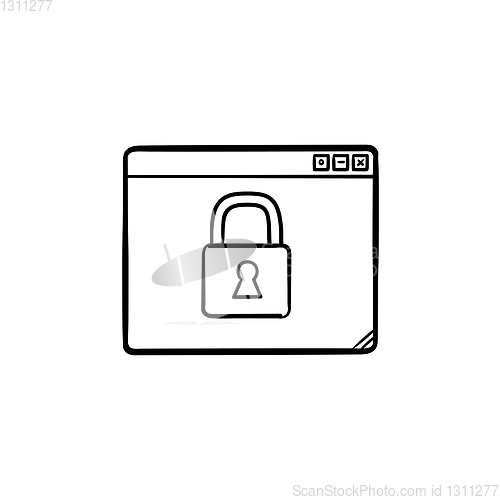 Image of Browser window with padlock hand drawn outline doodle icon.