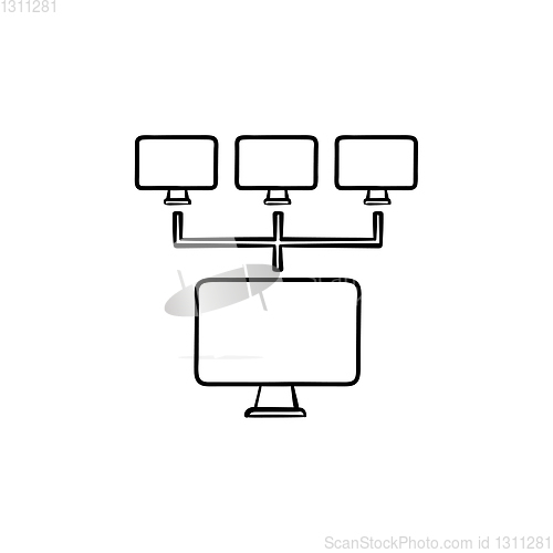 Image of Computer network hand drawn outline doodle icon.