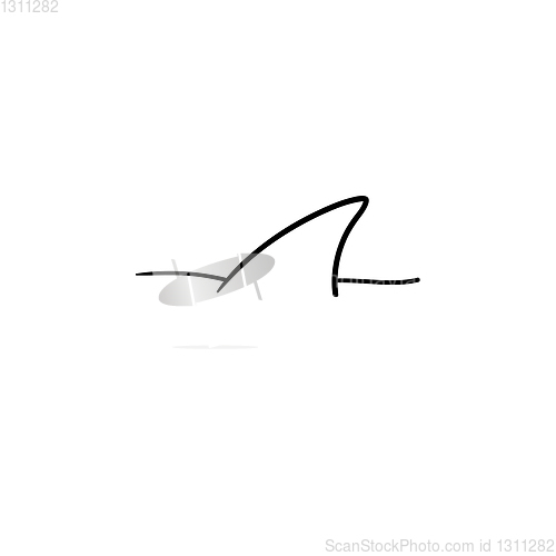 Image of Shark fin over water hand drawn outline doodle icon.