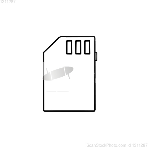 Image of Memory SD card hand drawn outline doodle icon.