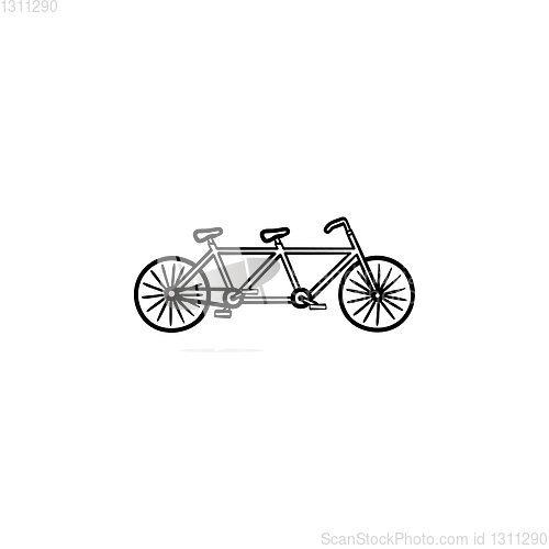Image of Double bicycle hand drawn outline doodle icon.