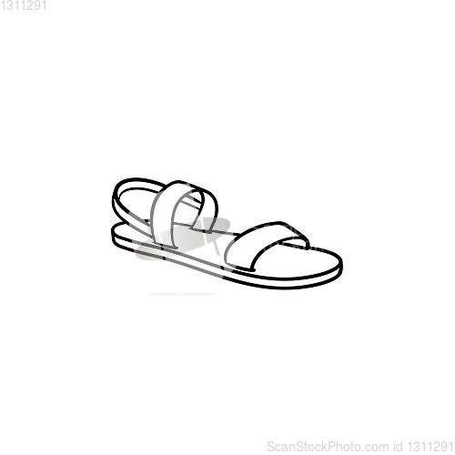 Image of Sandal hand drawn outline doodle icon.