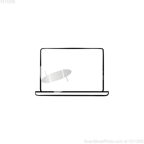 Image of Open laptop hand drawn outline doodle icon.