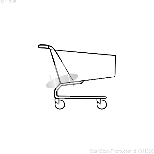 Image of Shopping cart hand drawn outline doodle icon.