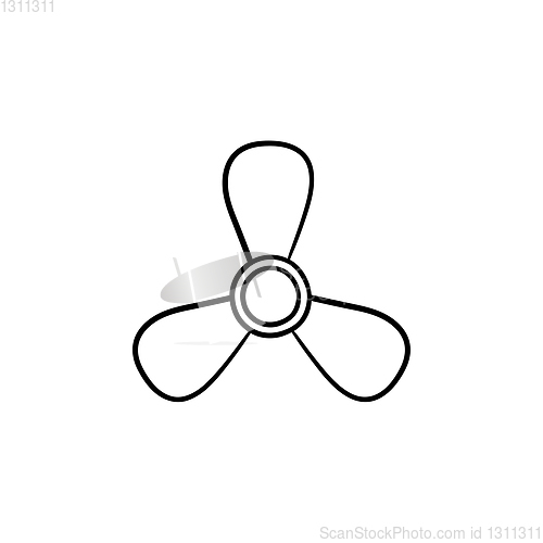 Image of Boat propeller hand drawn outline doodle icon.