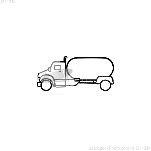 Image of Fuel truck hand drawn outline doodle icon.