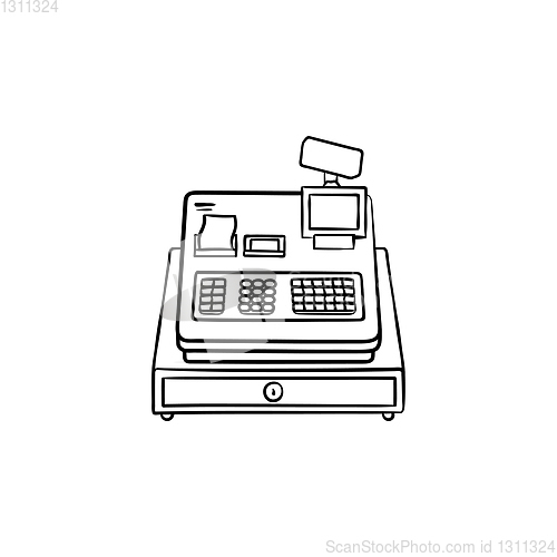 Image of Cash register hand drawn outline doodle icon.