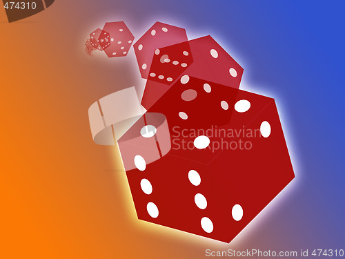 Image of Rolling red dice illustration