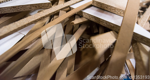 Image of Cut wood pieces remaining from carpenter handcraft