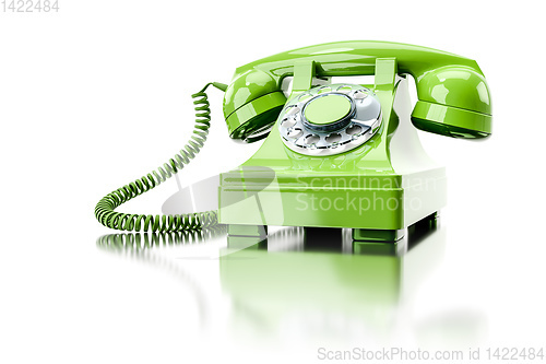 Image of old green dial-up phone