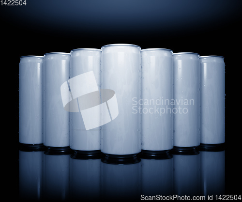 Image of a row of white energy drinks