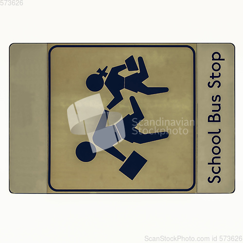 Image of Vintage looking School bus stop sign