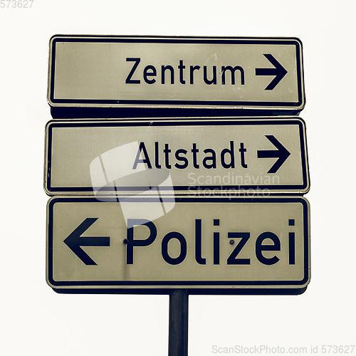 Image of Vintage looking German traffic sign
